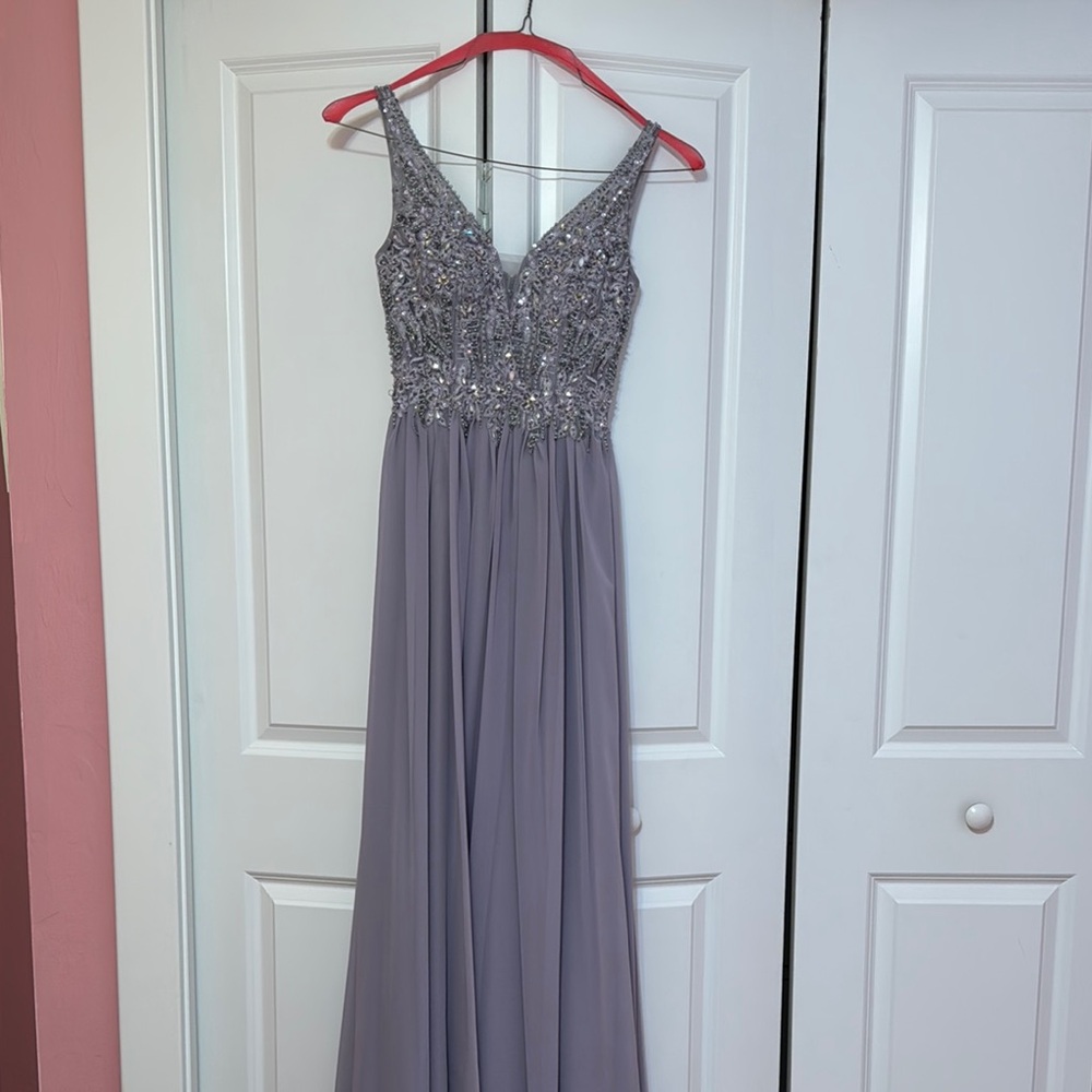 Lilac Embellished Pleated Maxi Dress for Weddings
